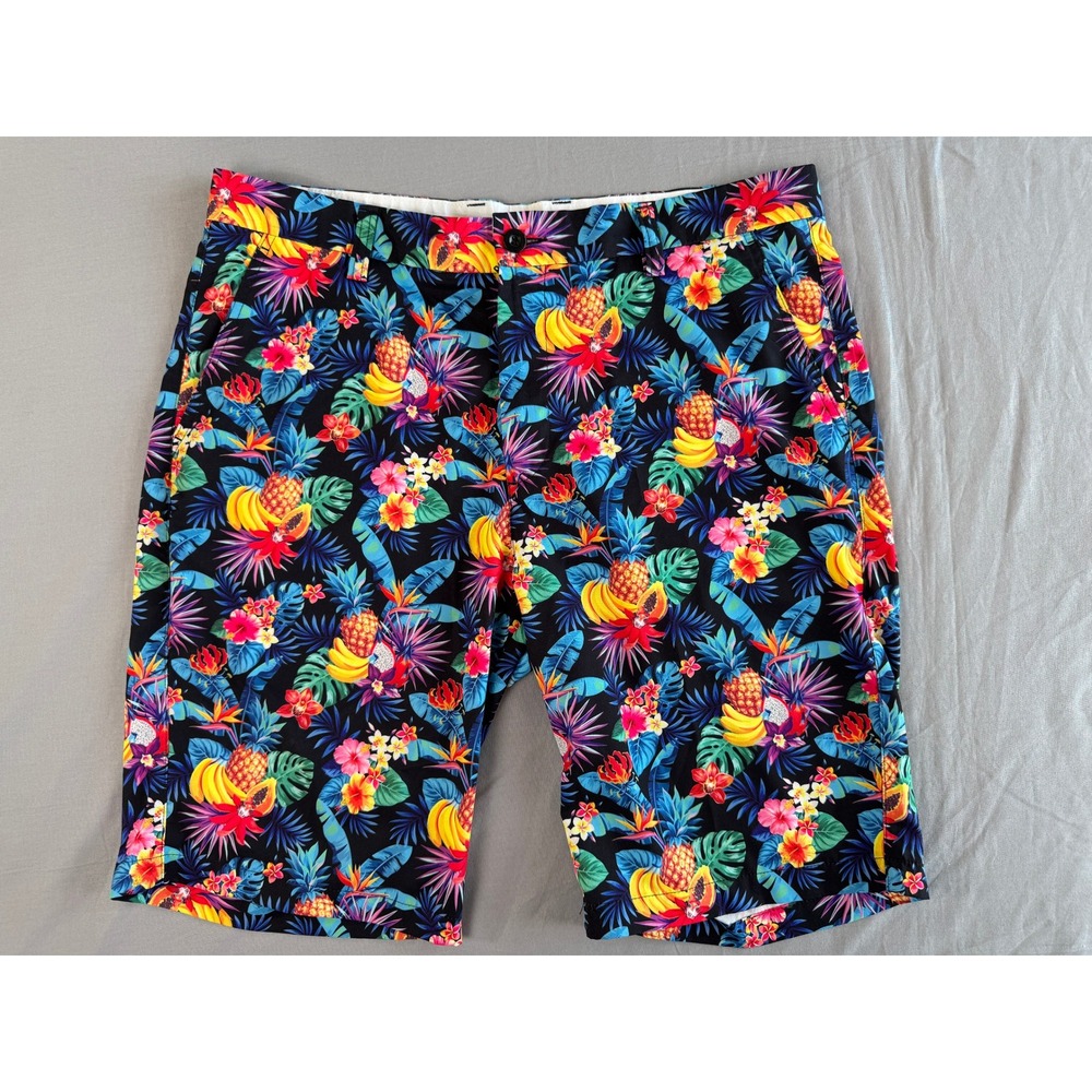 Hreski Shorts Mens Size‎ 34 Tropical Floral Pineapple Banana Print Shorts